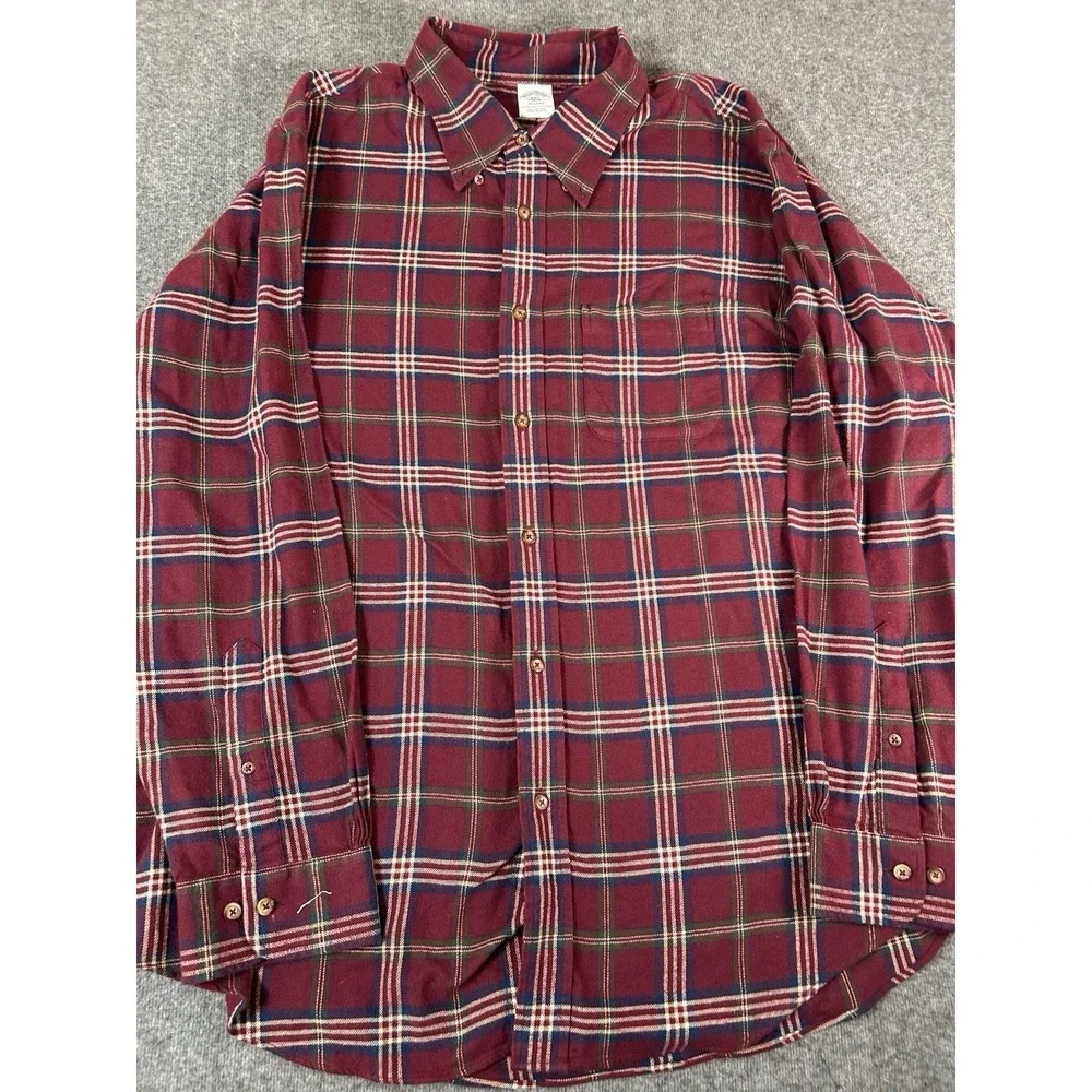 Mens Brooks Brothers 1818 Regent Soft Flannel Long Sleeve Button Up Shirt‎ XXL